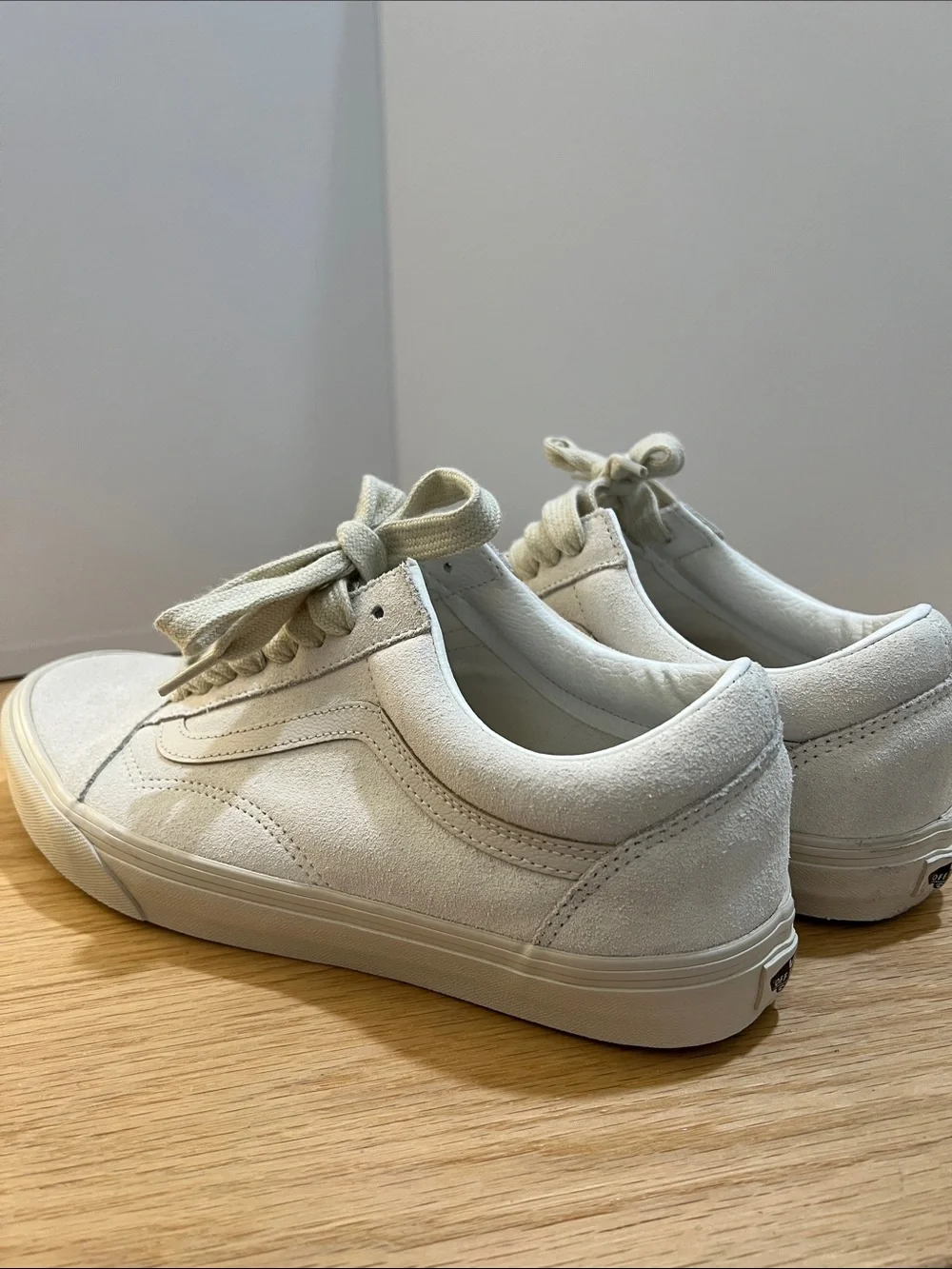 Vans Cream Suede Low-Top Sneakers